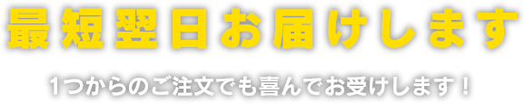 最短翌日お届けします　一つからのご注文でも喜んでお受けします